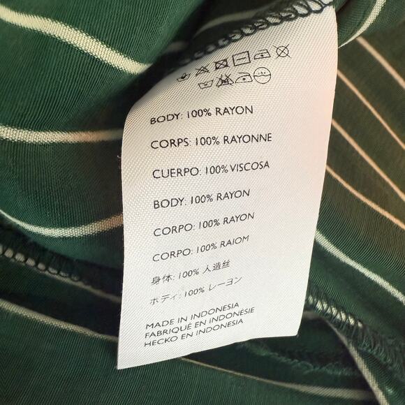 NWT Faithfull the Brand Womens Rivers Wrap Green/White Striped Tie Midi Dress 2 - Picture 11 of 12